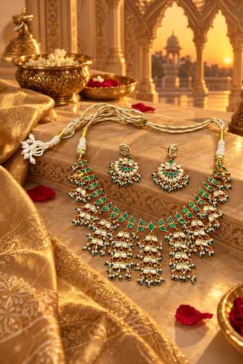 Buy Tussya Gold Plated Madhavi Kundan Necklace Set Online at Aza Fashions Buy_Tussya_Gold Plated Madhavi Kundan Necklace Set _Online_at_Aza_Fashions