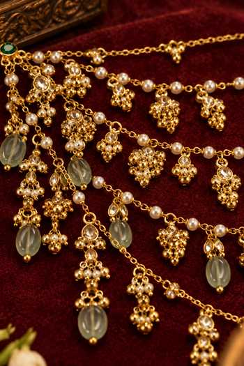 Tussya_Gold Plated Madhumati Kundan Pair Of Earchains _Online_at_Aza_Fashions