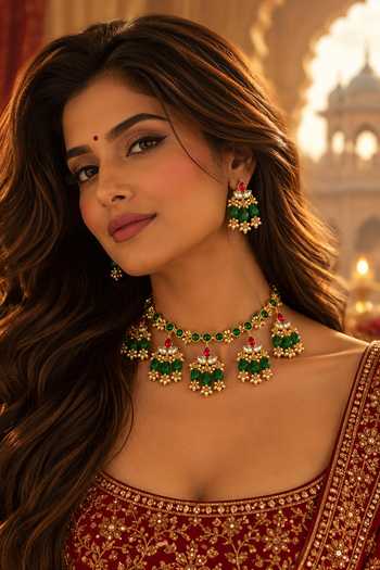 Tussya Rajtilak Kundan Necklace Set 