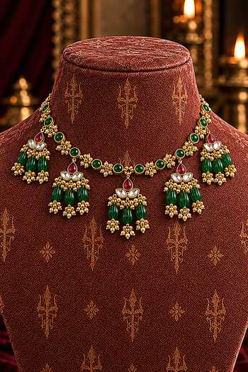 Buy Tussya Gold Plated Rajtilak Kundan Necklace Set Online at Aza Fashions Buy_Tussya_Gold Plated Rajtilak Kundan Necklace Set _Online_at_Aza_Fashions