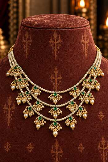 Buy_Tussya_Gold Plated Charumukhi Kundan Necklace Set _Online_at_Aza_Fashions