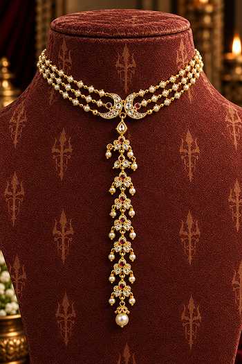 Buy Tussya Gold Plated Padmalini Kundan Necklace Set Online at Aza Fashions Buy_Tussya_Gold Plated Padmalini Kundan Necklace Set _Online_at_Aza_Fashions