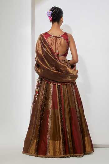 Aum By Asit And Ashima Amber Bloom Embroidered & Printed Lehenga Set 