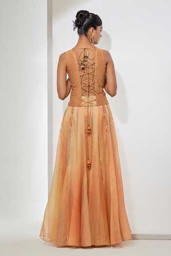 Aum By Asit And Ashima Meher Embroidered Corset & Skirt Set 