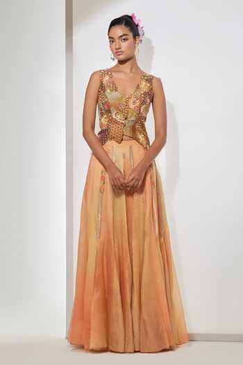 Aum By Asit And Ashima Meher Embroidered Corset & Skirt Set 