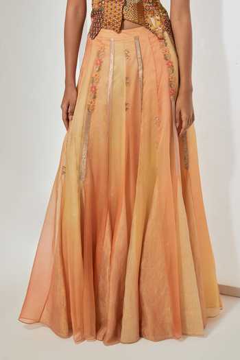 Shop Aum By Asit And Ashima Peach , Tissue, Organza Sequins, Meher Embroidered Corset And Skirt Set Online at Aza Fashions Shop_Aum By Asit And Ashima_Peach , Tissue, Organza Sequins, Meher Embroidered Corset And Skirt Set _Online_at_Aza_Fashions