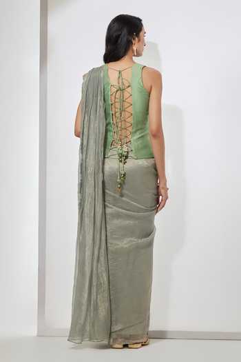 Aum By Asit And Ashima Embellished Pre-Draped Saree With Blouse 