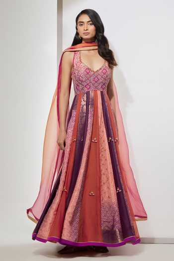 Aum By Asit And Ashima Printed & Embellished Anarkali With Dupatta 