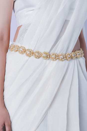 Vaidaan_Gold Plated Beads, Pearls Sagarika Seashell Belt _Online_at_Aza_Fashions