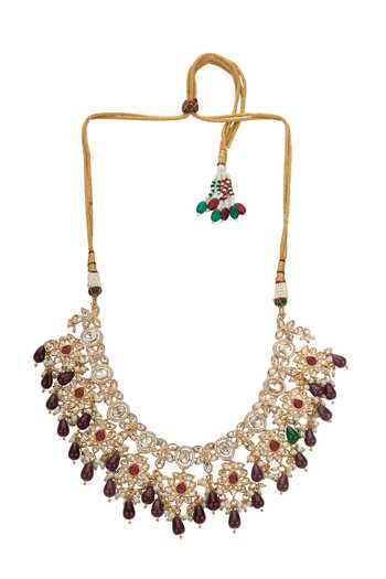 Shop Nazaakat By Samara Singh Gold Plated Embellished Pendant Necklace Set Shop_Nazaakat By Samara Singh_Gold Plated Embellished Pendant Necklace Set