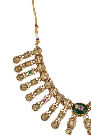 Buy Nazaakat By Samara Singh Gold Plated Rajwadi Embellished Choker Necklace Set Online at Aza Fashions Buy_Nazaakat By Samara Singh_Gold Plated Rajwadi Embellished Choker Necklace Set _Online_at_Aza_Fashions