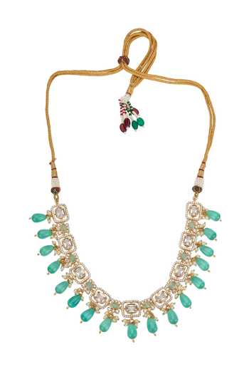 Buy Nazaakat By Samara Singh Green Drop Choker Necklace With Earrings Online at Aza Fashions Buy_Nazaakat By Samara Singh_Green Drop Choker Necklace With Earrings _Online_at_Aza_Fashions