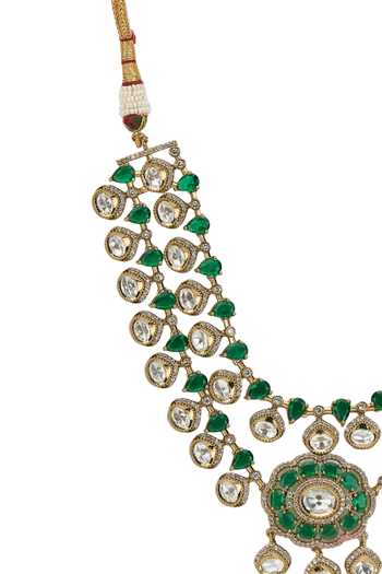 Nazaakat By Samara Singh Gold Plated Embellished Layered Necklace With Earrings at Aza Fashions Nazaakat By Samara Singh_Gold Plated Embellished Layered Necklace With Earrings _at_Aza_Fashions