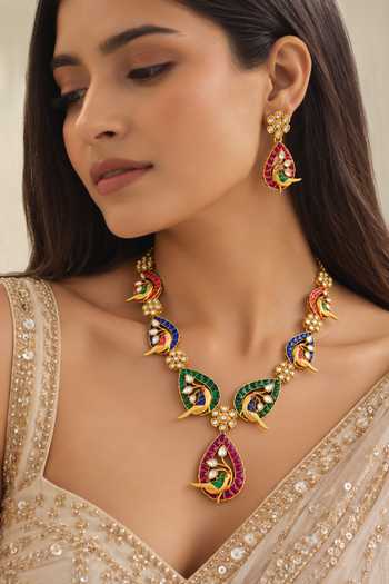 Queens Jewels Multicolor Bird Necklace Set 
