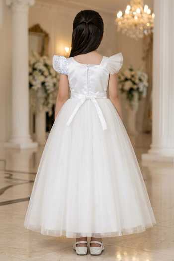 Petite Pomme Embellished Ruffle Dress 