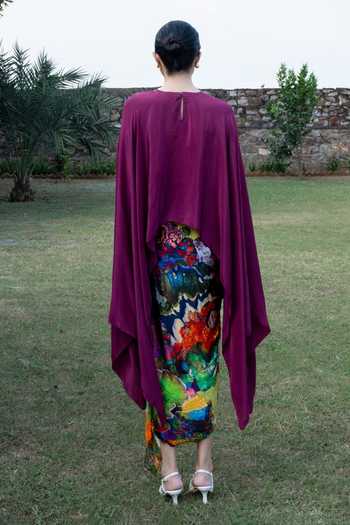 Amka Chinchin Cape Top & Printed Skirt Set 