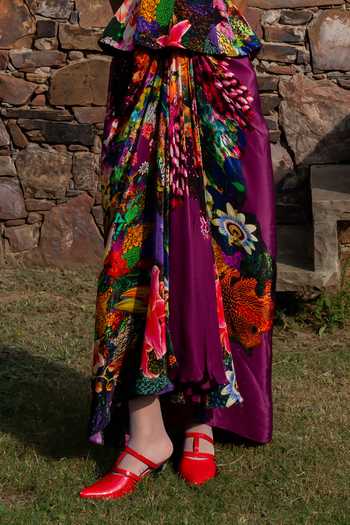 Shop Amka Multi Color Crepe Round Neck Nectar Printed Skirt Set Online at Aza Fashions Shop_Amka_Multi Color Crepe Round Neck Nectar Printed Skirt Set _Online_at_Aza_Fashions