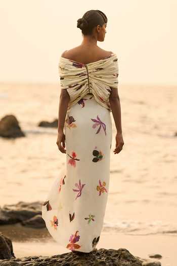 Amka Cabo Pleated Top & Skirt Set 