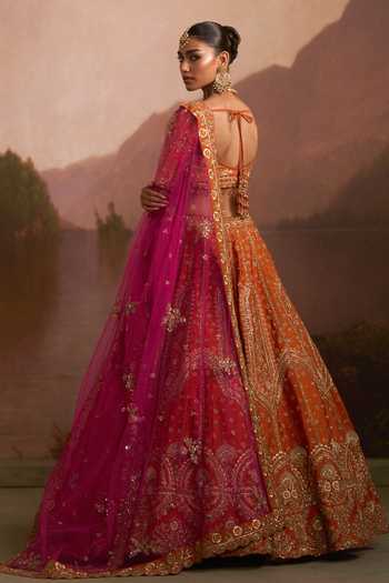 Angad Singh Angeethi Rust Raw Silk Lehenga Set 