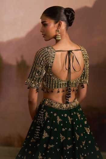 Angad Singh Raat Rani Embroidered Raw Silk Lehenga Set 