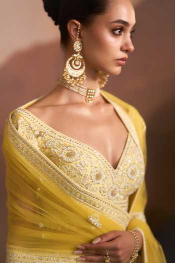 Angad Singh Yellow Raw Silk Sweetheart Neck Haldi Lime Lehenga Set Online at Aza Fashions Angad Singh_Yellow Raw Silk Sweetheart Neck Haldi Lime Lehenga Set _Online_at_Aza_Fashions