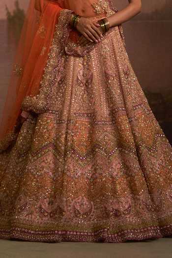 Buy Angad Singh Multi Color Organza V-neck Gidha Embroidered Lehenga Set Online at Aza Fashions Buy_Angad Singh_Multi Color Organza V-neck Gidha Embroidered Lehenga Set _Online_at_Aza_Fashions