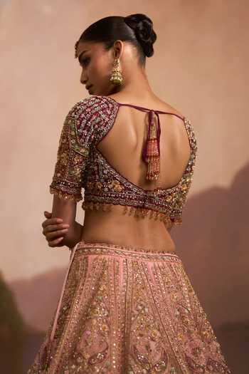 Angad Singh Multi Color Organza V-neck Gidha Embroidered Lehenga Set at Aza Fashions Angad Singh_Multi Color Organza V-neck Gidha Embroidered Lehenga Set _at_Aza_Fashions