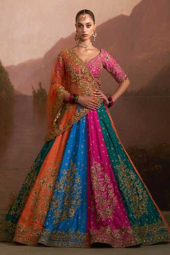 Angad Singh Boliyan Embroidered Raw Silk Lehenga Set 