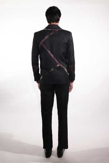 Jubinav Chadha Black Embroidered Blazer Set 