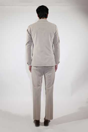 Jubinav Chadha Greige Embroidered Blazer Set 