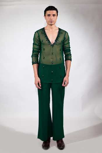 Jubinav Chadha Mirror Embroidered Short Kurta Set 