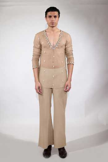 Jubinav Chadha Mirror Work Short Kurta Set 
