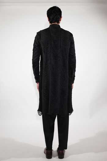 Jubinav Chadha Black Fringed Kurta Set 