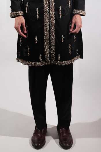Jubinav Chadha Black Cotton, Lycra Shell Work Fringed Embroidered Kurta Set Online at Aza Fashions Jubinav Chadha_Black Cotton, Lycra Shell Work Fringed Embroidered Kurta Set _Online_at_Aza_Fashions
