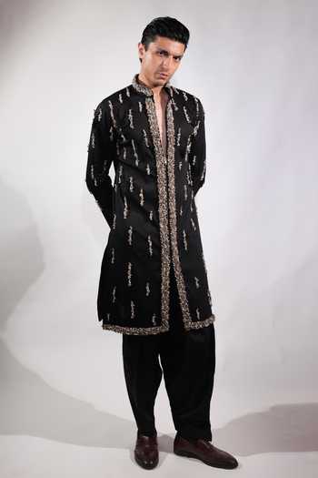 Jubinav Chadha Shell Work Fringed Embroidered Kurta Set 