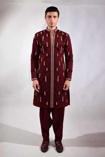 Jubinav Chadha Shell Work Fringed Kurta Set 