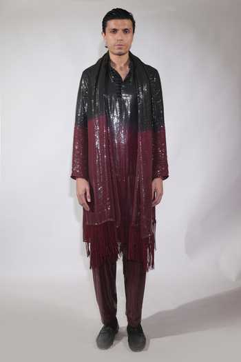 Jubinav Chadha Black Georgette Ombre Sequin Work Kurta Set Online at Aza Fashions Jubinav Chadha_Black Georgette Ombre Sequin Work Kurta Set _Online_at_Aza_Fashions