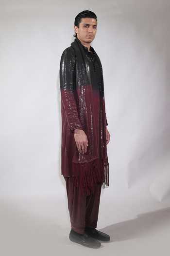 Jubinav Chadha Black Georgette Ombre Sequin Work Kurta Set at Aza Fashions Jubinav Chadha_Black Georgette Ombre Sequin Work Kurta Set _at_Aza_Fashions