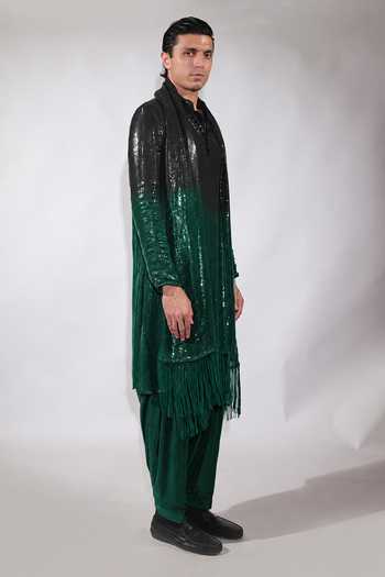 Jubinav Chadha Emerald Green Georgette Ombre Dyed Embroidered Kurta Set Online at Aza Fashions Jubinav Chadha_Emerald Green Georgette Ombre Dyed Embroidered Kurta Set _Online_at_Aza_Fashions