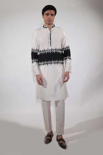 Buy Jubinav Chadha Black Silk, Chanderi Mirror Embroidered Kurta Set Online at Aza Fashions Buy_Jubinav Chadha_Black Silk, Chanderi Mirror Embroidered Kurta Set _Online_at_Aza_Fashions
