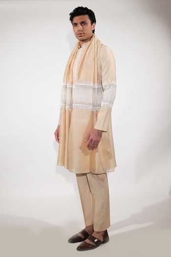 Buy Jubinav Chadha Cream Silk, Chanderi Colorblock Kurta Set Online at Aza Fashions Buy_Jubinav Chadha_Cream Silk, Chanderi Colorblock Kurta Set _Online_at_Aza_Fashions