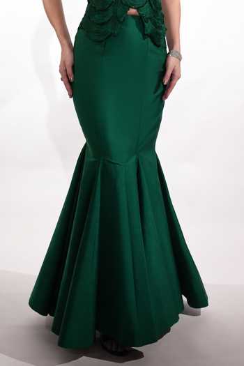 Jubinav Chadha Emerald Green Taffeta Sequins, Beads, Crystals, Fringe Corset And Fishtail Skirt Online at Aza Fashions Jubinav Chadha_Emerald Green Taffeta Sequins, Beads, Crystals, Fringe Corset And Fishtail Skirt _Online_at_Aza_Fashions