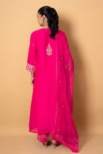 Kameez Gota Patti Chanderi Kurta Set