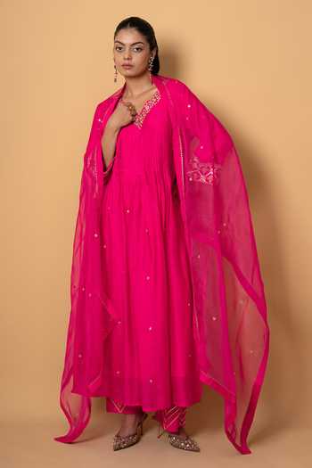 Kameez Gota Patti Chanderi Kurta Set
