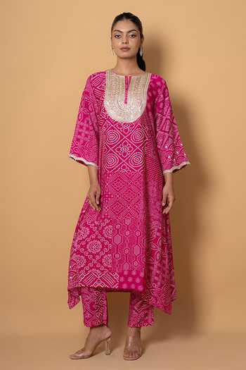 Kameez Bandhani Print Kurta & Pant Set