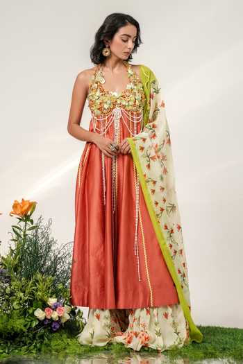 Shwetanga Chandelier Embroidered Anarkali Sharara Set