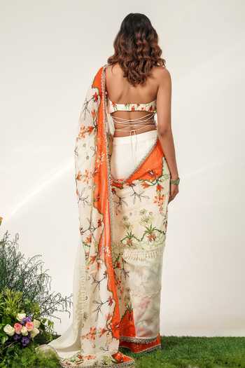 Shwetanga Garden Half & Half Draped Saree With Corset