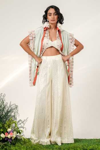 Shwetanga Bloom Embroidered Shirt Sharara Set