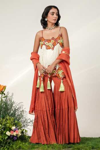 Shwetanga Floret Tassel Kurta Sharara Set