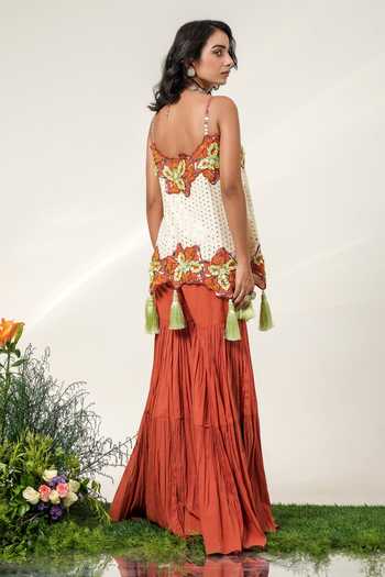 Shwetanga Floret Tassel Kurta Sharara Set